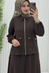 İrem Etek Takım Kahverengi