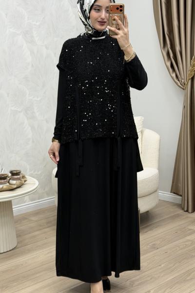 Velora 2 Li Abiye Takım Siyah