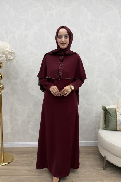 Elmas Abiye Bordo