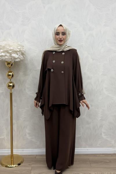 Emel Ceket Takım Kahverengi