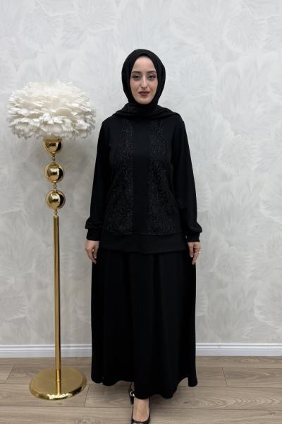 Hülya Etek Takım Siyah